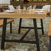Merrick Lane Solid Acacia Wood Dining Table in a Natural Finish with Black Metal Legs for Indoor and Outdoor Use - 4 of 4
