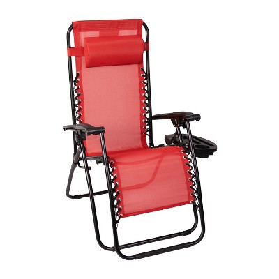 Flash Furniture Adjustable Folding Mesh Zero Gravity Reclining Lounge Chair with Pillow and Cup Holder Tray, Set of 2