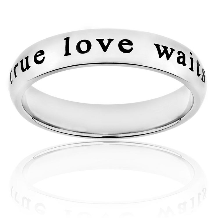 West Coast Jewelry Women's Polished 'True Love Waits' Steel Ring (4mm) - ELYA, 2 of 3