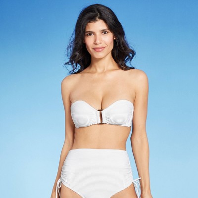 Women's Textured Bandeau Bikini Top - Kona Sol™ Fresh White XS