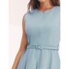 INSPIRE CHIC Women's Round Neck Sleeveless Zip Front Belted Fit Flare Work Dresses - 4 of 4