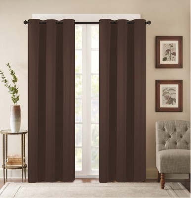 38" x 84" Solid Blackout Thermal Grommet Curtain Panels (Set of 2 Black)