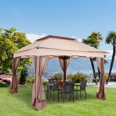 Outsunny 11 X 11 Pop Up Gazebo Canopy With 2 Tier Soft Top Removable Zipper Netting Event Tent With Large Space Shade Portable Travel Storage Bag Target