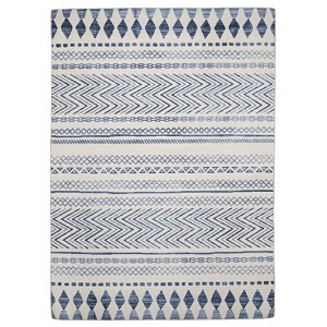 Devimy Washable Outdoor Rug Ivory/Blue - Linon - 1 of 4