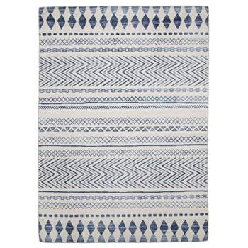 Devimy Washable Outdoor Rug Ivory/Blue - Linon