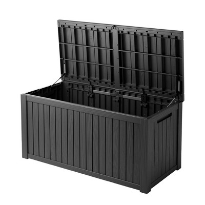 FURNIinspire Deck Boxes, Waterproof Deck Box with Lockable Storage Container for Patio Furniture Cushions Garden Tools, Black, 61.02"*28.39"*29.17"