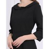 Hobemty Women's Peter Pan Collar 3/4 Sleeve A Line Elegant Wear-to-Work Dress - 4 of 4