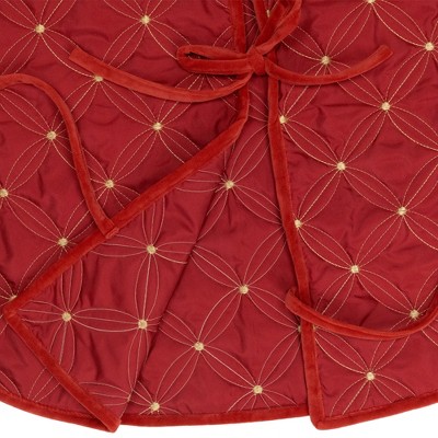60" Red Quilted Velvet Christmas Tree Skirt