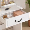 Modern Mini Dressing Table with LED-lit Mirror & Hidden Storage, Adjustable Brightness Vanity Desk, Includes Padded Stool - 4 of 4