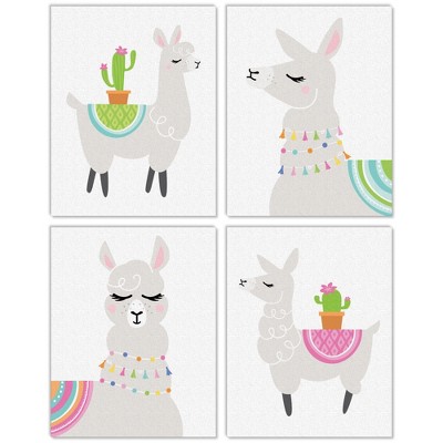 Big Dot of Happiness Whole Llama Fun - Unframed Llama Fiesta Nursery and Kids Room Linen Paper Wall Art - 4 Ct Artisms 11 x 14 in