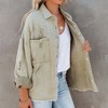Womens Denim Jackets Frayed Jeans Shacket with Pockets Boxy Raw Hem Denim Short Jackets Ripped Denim Coats Fall Casual Jackets Button Down - 4 of 4