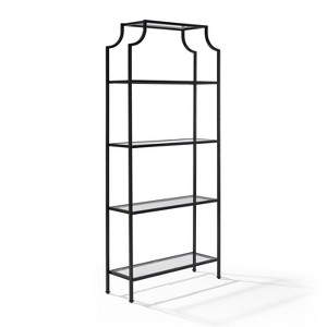 80" Aimee Glass Etagere Oil Rubbed Bronze - Crosley: Sturdy Steel Frame, 4 Fixed Shelves - 1 of 4