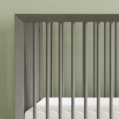 Lunar Gray Mid-Century Modern Convertible Crib and Dresser Set