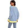 ATHLECHIC Women's Split Hem Striped Color Block Crew Neck Casual Loose Oversized Sweatshirt Shirt Tops - 4 of 4