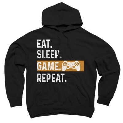 Adult Design By Humans Eat Sleep Game Repeat By MeowShop Pullover Hoodie