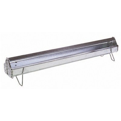 Miller Manufacturing Company 36 Inch Poultry Feeder Trough w/ Anti Roosting Spinning Reel Top For Chickens, Ducks, & Large Birds, Galvanized Steel