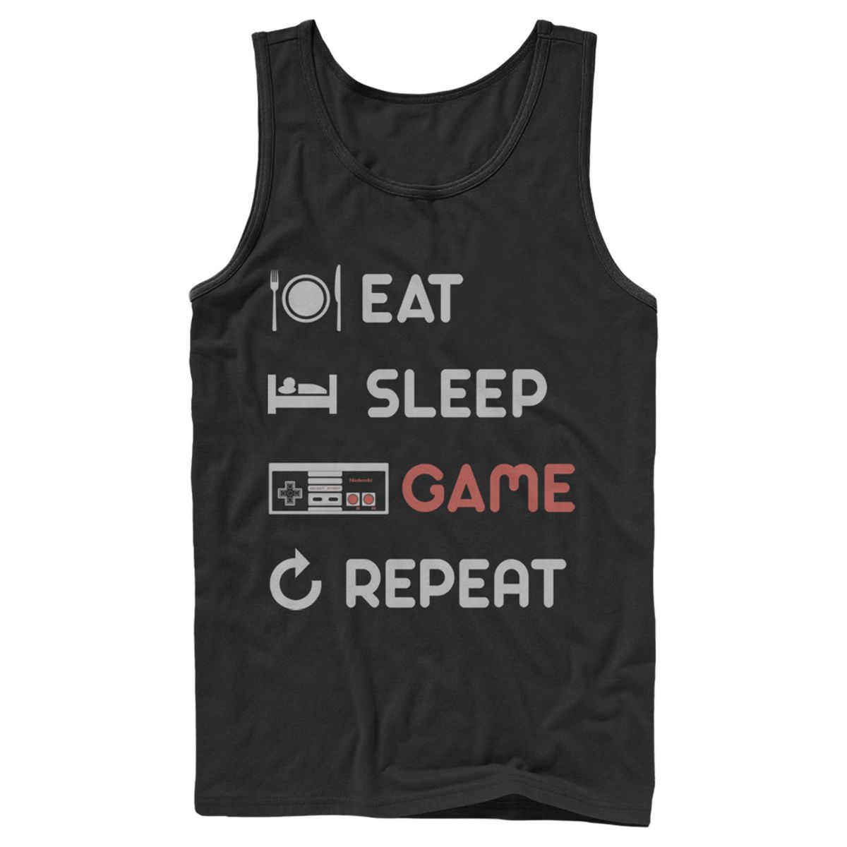 Men's Nintendo Eat Sleep NES Game Repeat Tank Top