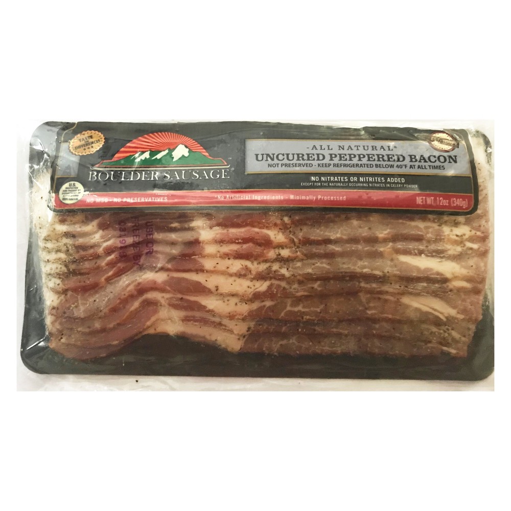 All natural uncured peppered bacon, peppered by Gbs Partners  Inc. - UPC 789592981156
