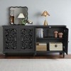 60" Antique Buffet Cabinet with Floral Carvings, Solid Wood Legs, Brass Handles, Adjustable Shelves, TV Stand for Living Room - 4 of 4