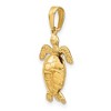 Black Bow Jewelry 14k Yellow Gold Moveable 3D Sea Turtle Pendant - 4 of 4