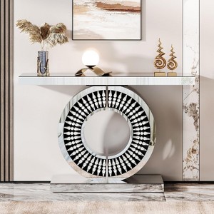 Hommoo 43-Inch Modern Mirrored Console Table Silver - 1 of 4