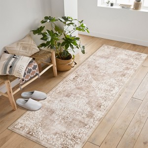 coucheta Vintage Washable Area Rugs, Multi-size Floral Stain Resistant Non Slip Non-Shedding Low Pile Carpet, for Living Room, Bedroom, Dining Room - 1 of 4