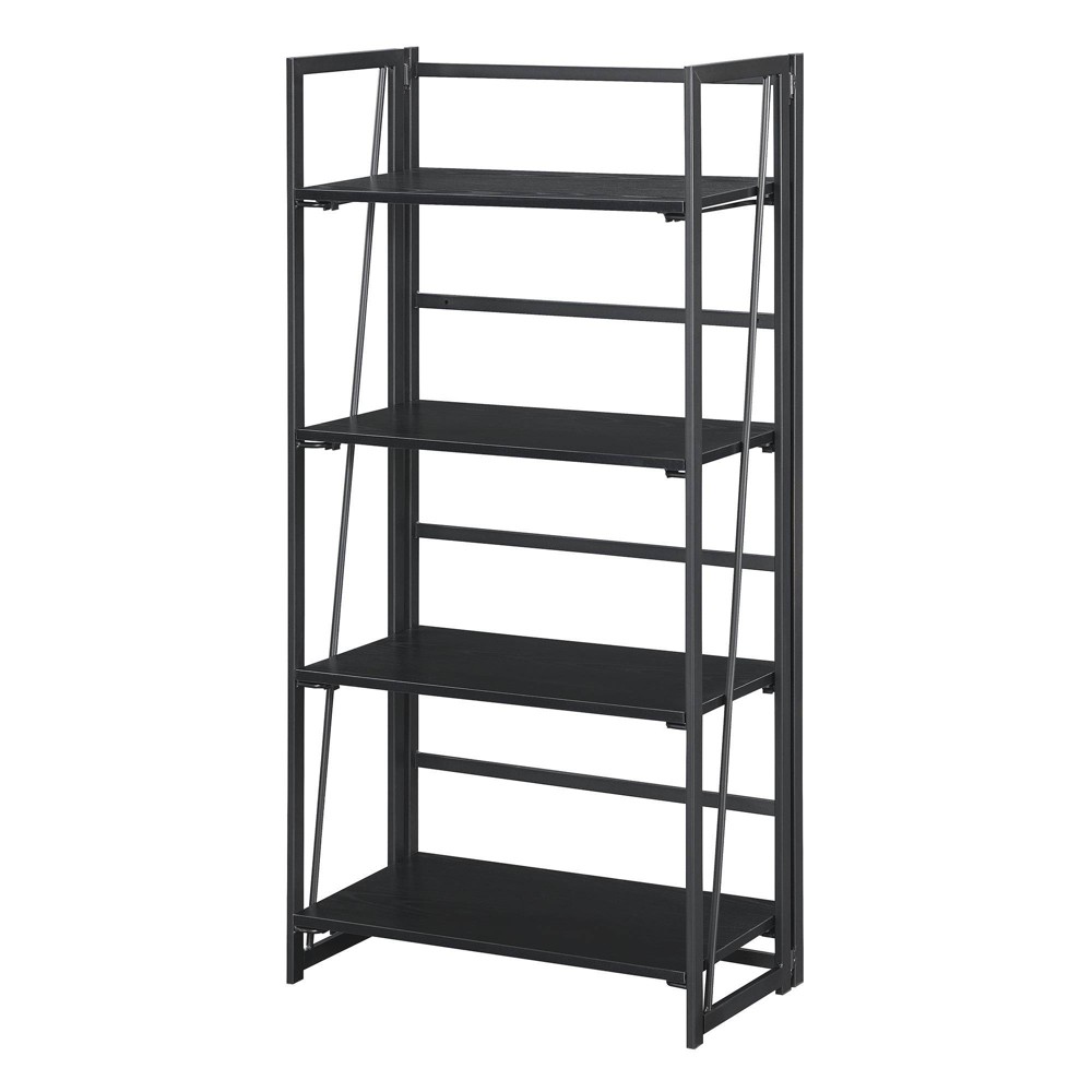 Photos - Wall Shelf Xtra Folding 4 Tier Bookshelf Black - Breighton Home: Metal Frame, Easy Se