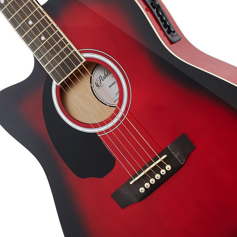 Ashthorpe Left Handed Cutaway Dreadnought Acoustic Electric Guitar with 10-Watt Amp, Gig Bag, and Accessories, 3 of 8