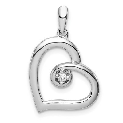 Black Bow Jewelry .05 Carat Diamond Open Heart Pendant in Sterling Silver