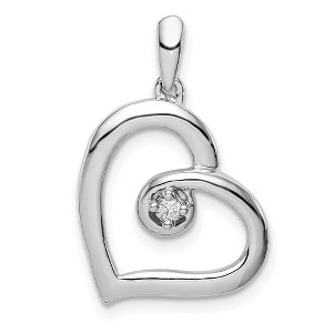 Black Bow Jewelry .05 Carat Diamond Open Heart Pendant in Sterling Silver - 1 of 4