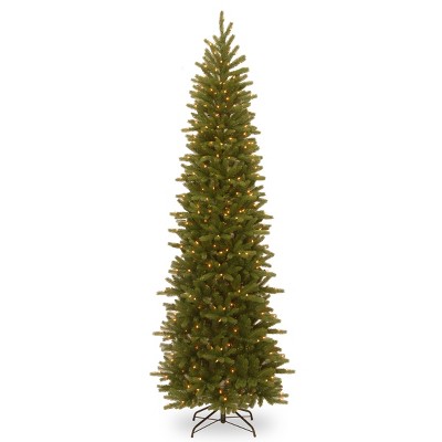 National Tree Company 9ft Grand Fir Pencil Slim Tree with Clear Lights