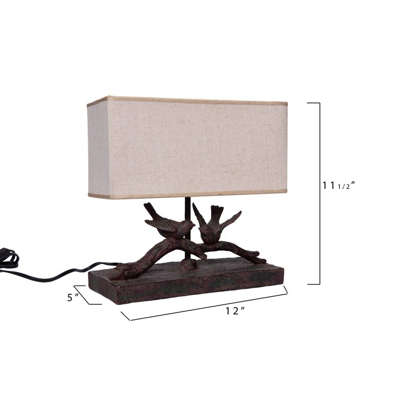 Storied Home Rustic Resin Bird Table Lamp with Rectangle Shade , 5 of 7