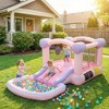 KRISRATE Bounce House with Ball Pit&50 Plastic Balls-161x82x63'' Pink Macaron Inflatable Bouncy Castle with Blower,Basketball Hoop for Indoor Outdoor - 2 of 4