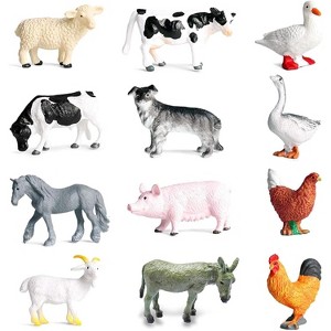 12 Pcs Farm Animals Figures Toys, Realistic Mini Farm Topper Toy Set Christmas Birthday Easter Egg Gift Party Supplies for Kids Toddlers - 1 of 4