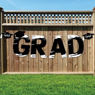 Big Dot of Happiness Black and White Grad - Best is Yet to Come - Large Black and White Graduation Party Decorations - GRAD - Outdoor Letter Banner