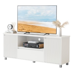 Orieon Fluted TV Stand for 65 Inch TV, Modern Entertainment Center with Drawer & Cabinets, Media Console Table for Living Room, White - 1 of 4