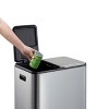 16 Gallon/60L Dual Trash Can, Stainless Steel Kitchen Waste Bin w/Double Lid, High-Capacity Hands Free Garbage Can Heavy Duty Brushed - 4 of 4