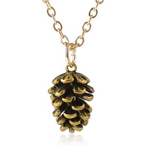 Pinecone Pendant Necklace for Women - Metal Botanical Specimen Jewelry - 1 of 4