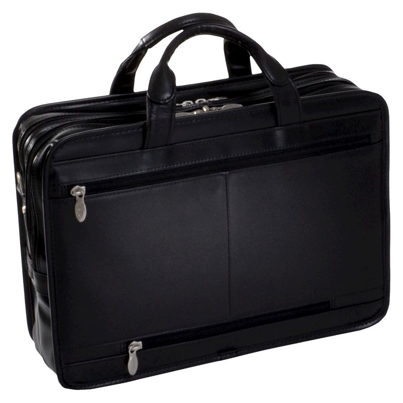 McKlein Hubbard Leather Double Compartment Laptop Briefcase (Black), 4 of 8