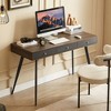 LIVAREEmlen Mid Century Desk, Modern Writing Study Desk with Drawers, Multifunctional Home Office Computer Desk, Walnut+Dark Grey - 3 of 4