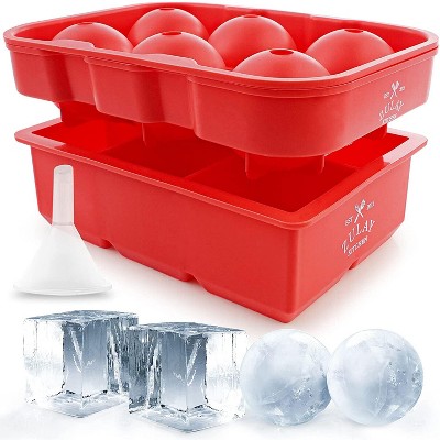 Zulay Kitchen Silicone Large Ice Cube and Ice Ball Mold For Cocktails Whiskey Bourbon Scotch & More (Set of 2)