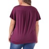 Agnes Orinda Women's Plus Size Pleat V Neck Ruffle Short Sleeve Summer Plain Blouse - 4 of 4
