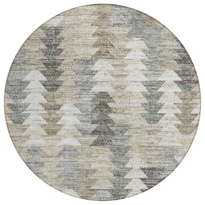 Taupe Beige And Tan Geometric Washable Indoor Outdoor Area Rug