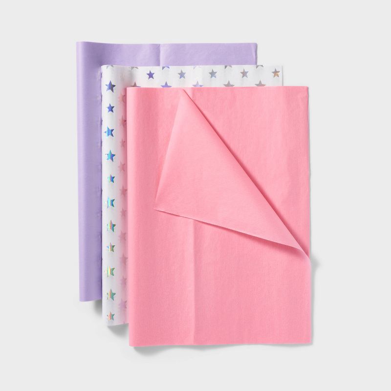 Pink Purple Star Banded Tissue Paper - Spritz&#8482;, 1 of 4