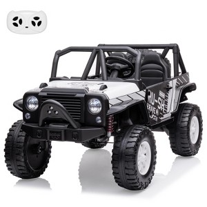 Kids Ride On Car, 24V 2 Seater, with Remote Control, Kids Electric Vehicle with 19" Wide Seat, LED, Spring Suspension - 1 of 4