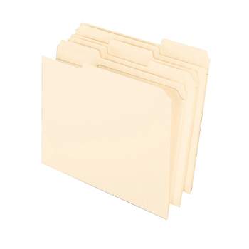 Pendaflex Reinforced File Folder, Letter Size, 1/3 Cut Tabs, Manila, Pack of 100