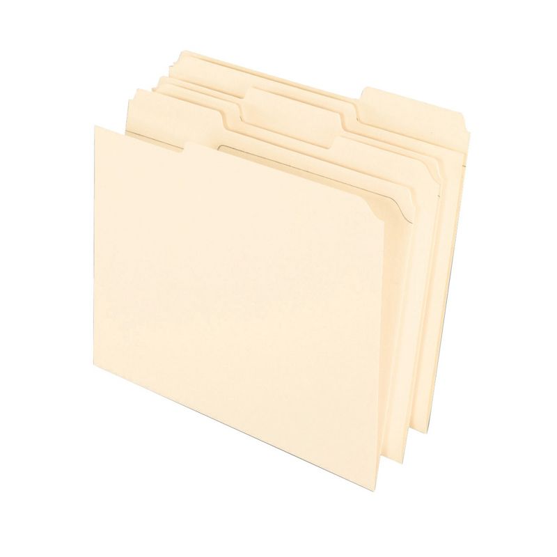 Pendaflex Reinforced File Folder, Letter Size, 1/3 Cut Tabs, Manila, Pack of 100, 1 of 2