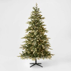 7ft Pre Lit Flocked Douglas Fir Artificial Tree Clear Lights Wondershop Target