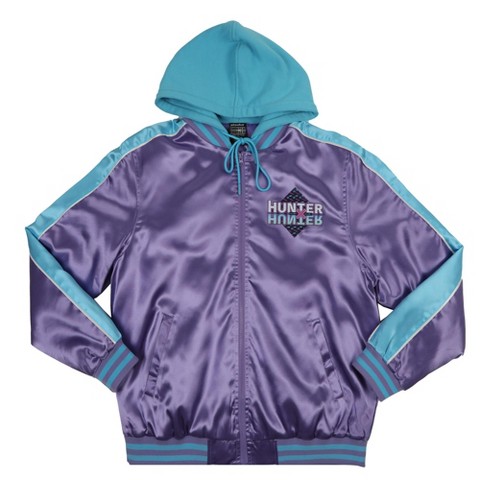 Hunter x Hunter Gon & Killua Long Sleeve Purple Hooded Satin Jacket-L