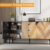 GustoWave 55.1" 3 Drawer Cabinet with Adjustable Shelves and Doors with Storage, Black + Walnut Grain - 4 of 4